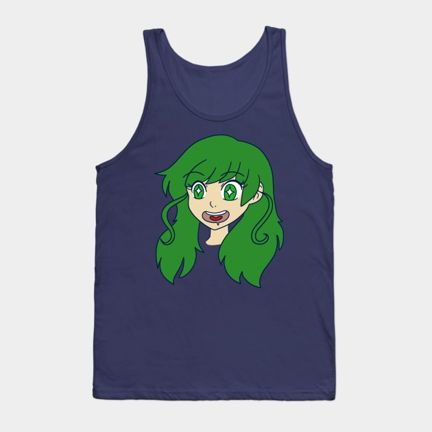 Happy Green Haired Girl Tank Top by saradaboru